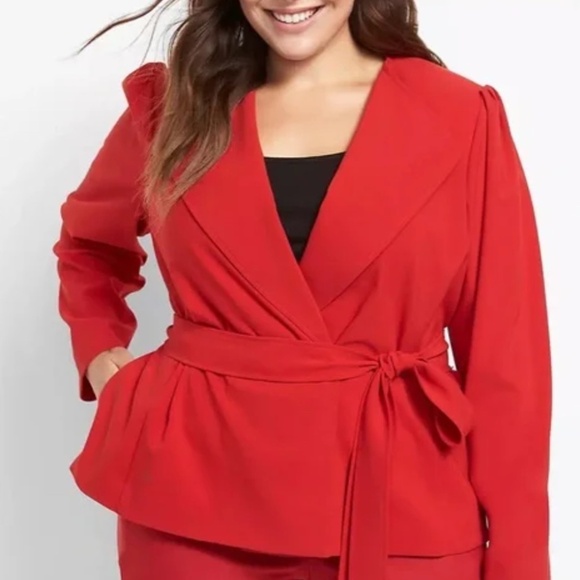Lane Bryant-Perfect Drape Belted Puff-Sleeve Blazer-18 - Picture 1 of 3
